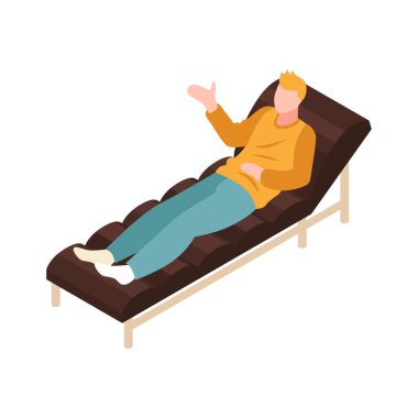 Etkilenmiş kişi vektör illüstrasyonunun izole edilmiş insan karakterine sahip Isometric depresyon bileşimi