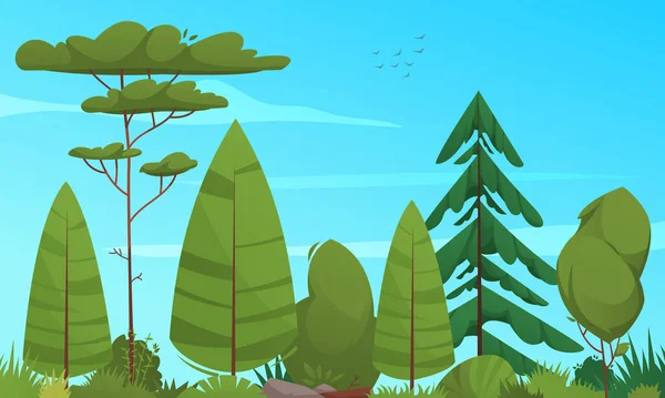 Ecosystem Cartoon Poster Deciduary Forest Trees Vector Illustration — Vector de stock