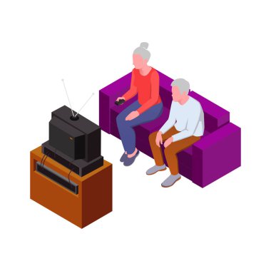 Bakımevi izometrik kompozisyonu hastaları ve yaşlıları izleyen personel vektör ilülasyonu