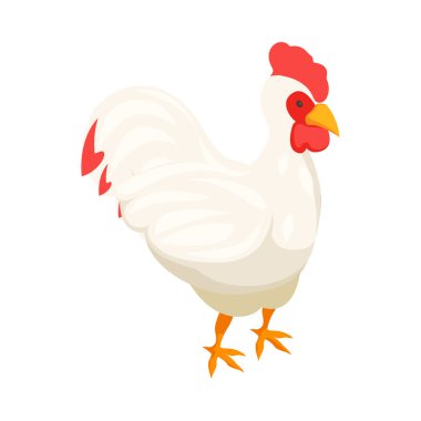 Chicken farm poultry production isometric composition with isolated image of farm animal vector illustration