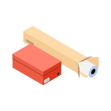 Boş arka plan illüstrasyonunda izole sanayi simgeleriyle kağıt üretimi izometrik bileşimi