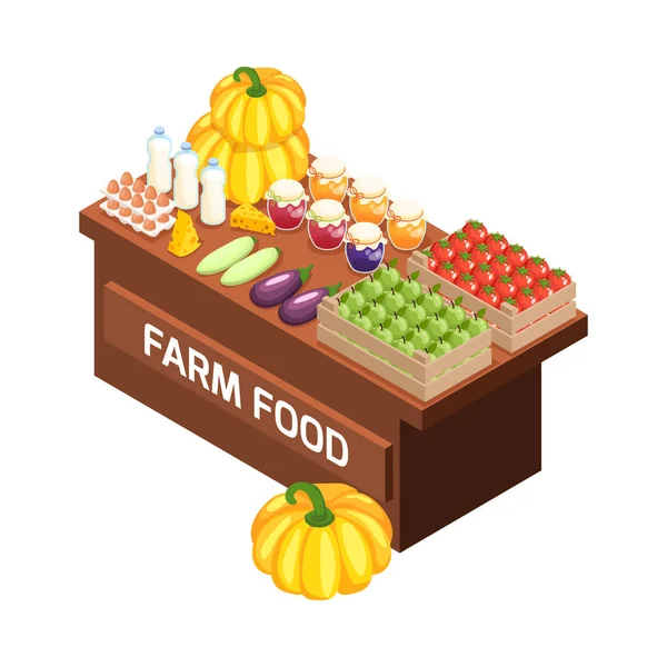 Farmer Local Grown Market Composition Fresh Food Products Sale Blank — Wektor stockowy
