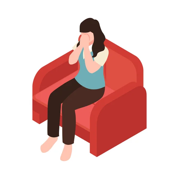 Isometric Depression Composition Isolated Human Character Affected Person Vector Illustration — ストックベクタ