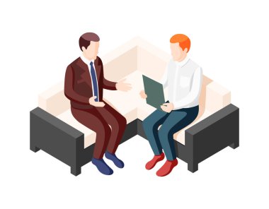 Politikacılar, boş arkaplan vektörü illüstrasyonunda insan karakterli simgelerin izometrik bileşimi