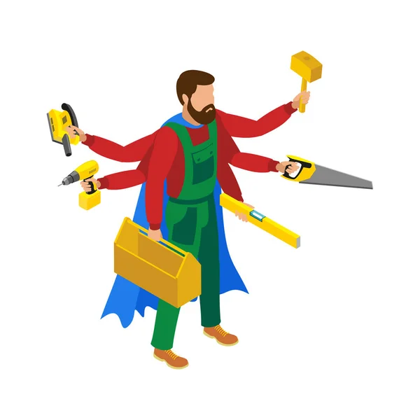 Superheroes Isometric People Composition Isolated View Super Hero Wearing Colorful — 스톡 벡터