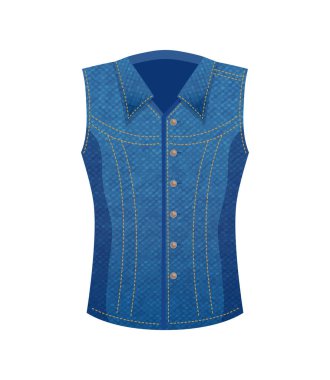 Kotun kumaş illüstrasyonundan yapılmış tekstil ürününün izole edilmiş görüntüsüyle modern kot elbise kompozisyonu