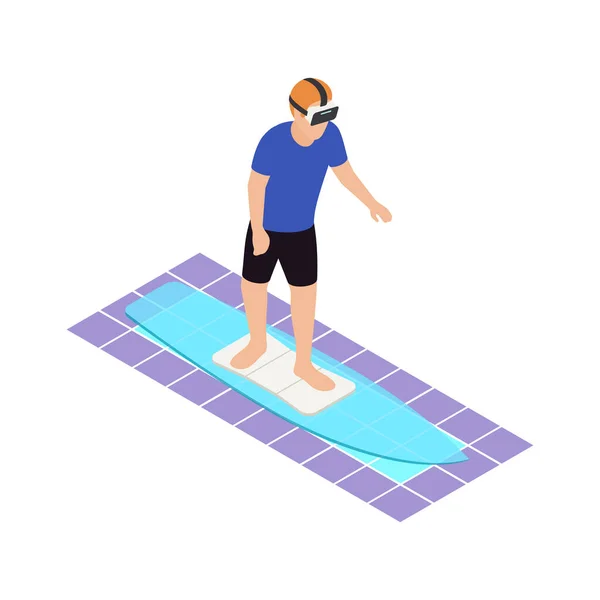 Sports Isometric Icons Composition Human Character Wearing Helmet Engaging Sports — Stock vektor
