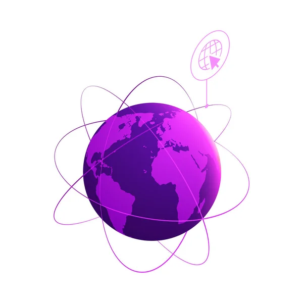 Global Network Internet Data Transfer Technology Glow Composition Neon Icon — Wektor stockowy