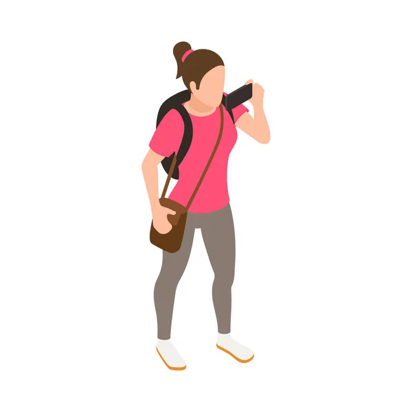Travel People Isometric Icons Composition Isolated Faceless Human Character Luggage — Archivo Imágenes Vectoriales