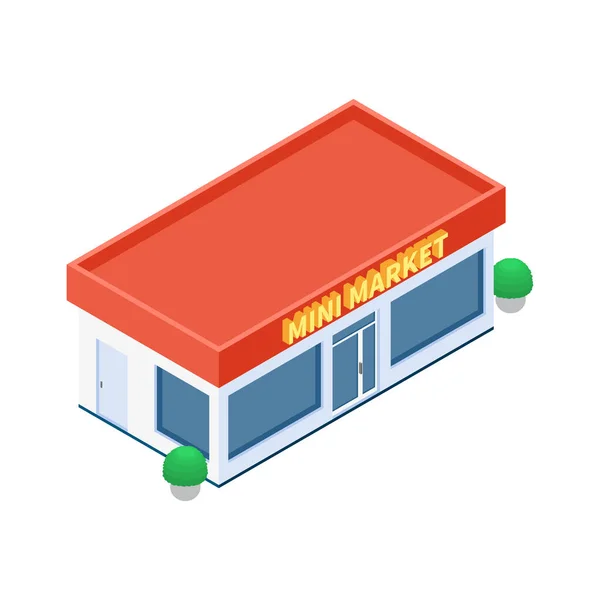 Gas Station Isometric Composition Isolated View Fuel Filling Station Infrastructure — Vector de stock