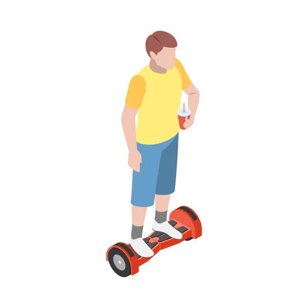 Personal Eco Green Transportation Isometric People Composition Isolated View Human — ストックベクタ