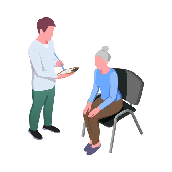 Nursing Home Isometric Composition Staff Monitoring Patients Elderly People Activities — Stock vektor