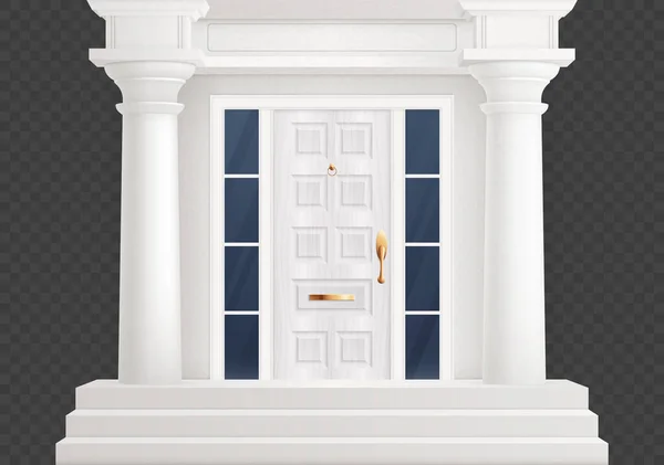 Casa Tradicional Frente Composición Puerta Blanca Con Dos Columnas Antiguas — Vector de stock