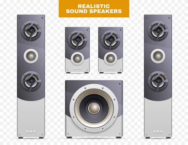 Isometric Isolated Sound Speakers Icon Set Set Speakers Surround Sound — Stock Vector