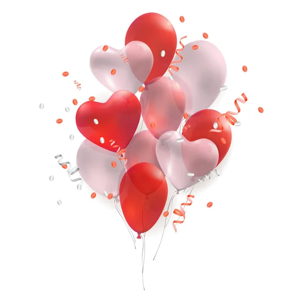 Fête Célébration Composition Réaliste Composée Ballons Air Rouge Blanc Forme — Image vectorielle