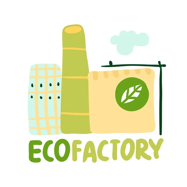 Ecofactory Ecologische Restauratie Platte Kleur Embleem Vector Illustartion — Stockvector
