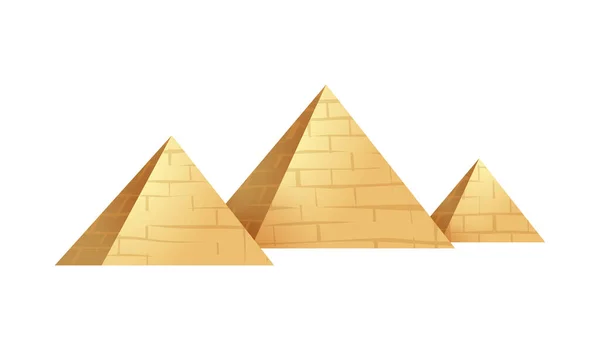 Tres Pirámides Egipcias Dibujos Animados Ilustración Del Vector Fondo Blanco — Archivo Imágenes Vectoriales