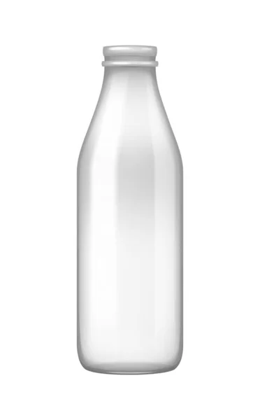 Κενό Διαφανές Γυάλινο Μπουκάλι Γάλα Καπάκι Ρεαλιστική Διανυσματική Απεικόνιση — Διανυσματικό Αρχείο