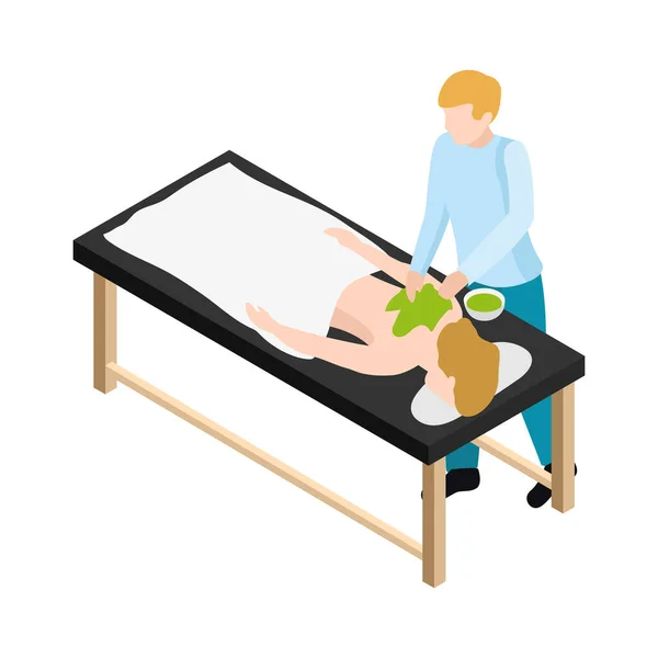 Beauty Spa Salon Isometrisches Symbol Mit Massage Verfahren Vektorillustration — Stockvektor