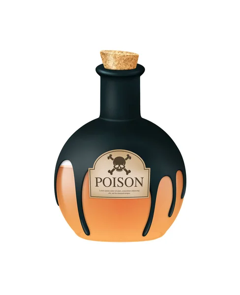 Bouteille Réaliste Poison Avec Liège Illustration Vectorielle Étiquette — Image vectorielle