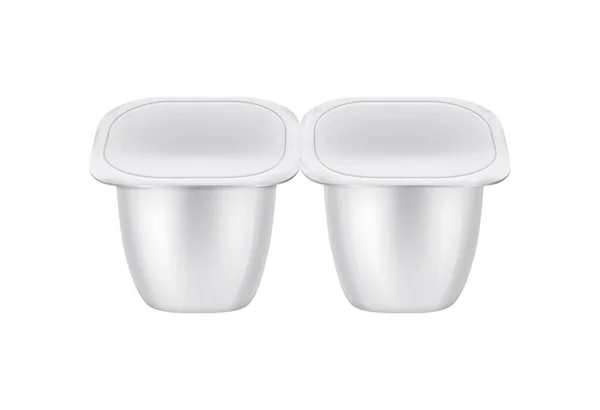 Modello Imballaggio Bianco Dello Yogurt Due Vasi Bianchi Illustrazione Vettoriale — Vettoriale Stock