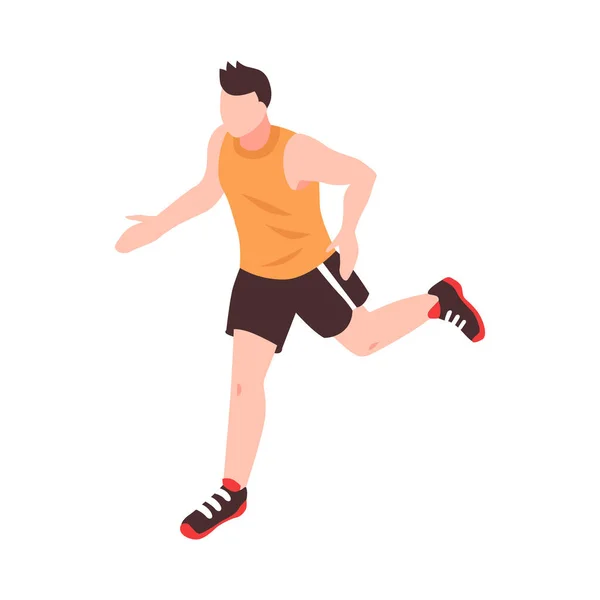 Izometrický Běh Sportovní Muž Bílém Pozadí Vektorové Ilustrace — Stockový vektor