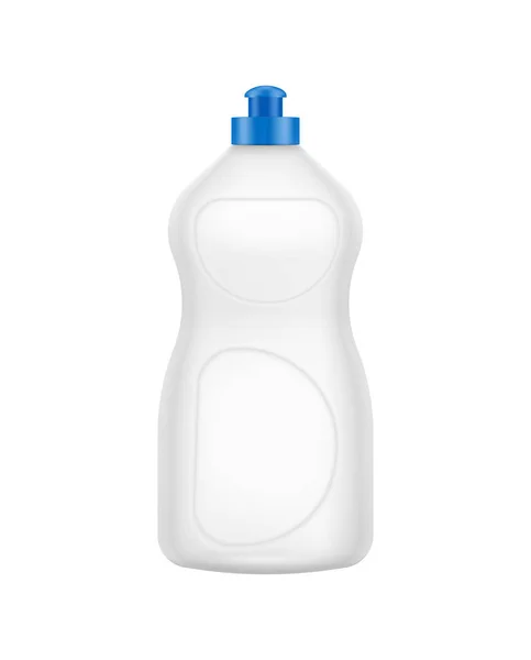 Realistic Blank Plastic Detergent Bottle Blue Lid Vector Illustration — Stock Vector