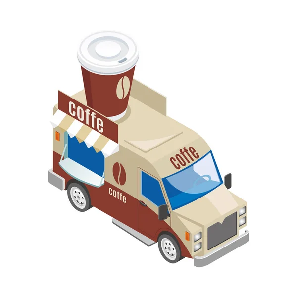 Street Food Café Camion Icône Isométrique Illustration Vectorielle — Image vectorielle