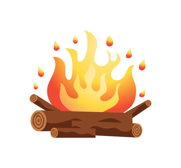 Icona Campfire Stile Piatto Sfondo Bianco Illustrazione Vettoriale — Vettoriale Stock