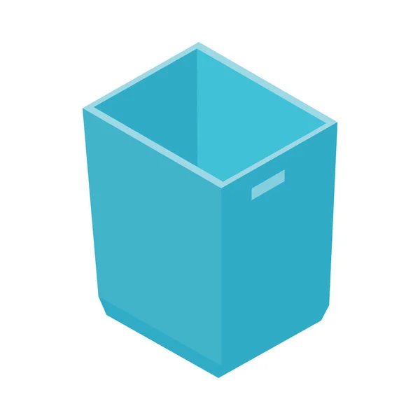 Isometrische Lege Blauwe Container Met Handgrepen Vector Illustratie — Stockvector