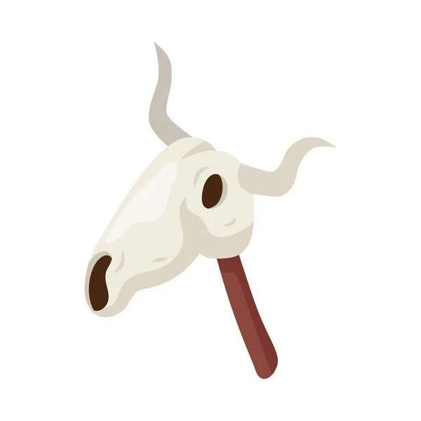 Crânio Animal Isométrico Poste Madeira Ilustração Vetor Ícone — Vetor de Stock