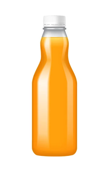 Botella Realista Zanahoria Jugo Fruta Vector Ilustración — Archivo Imágenes Vectoriales