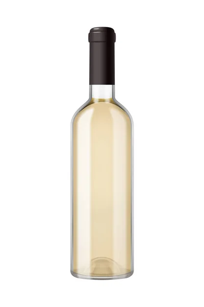 Botella Vidrio Transparente Sellada Realista Ilustración Vectorial Vino Blanco — Archivo Imágenes Vectoriales