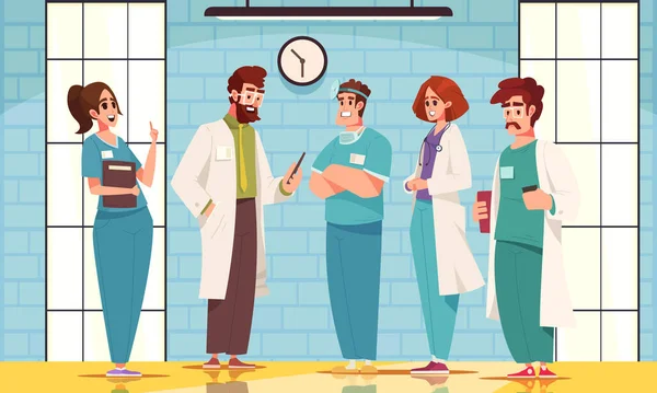 医学討論シーンと医師の漫画のコンセプトベクトルイラスト — ストックベクタ