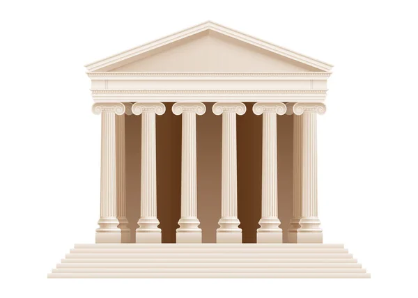 Klassisk Grekisk Arkitektur Byggnad Exteriör Med Joniska Kolumner Framifrån Realistisk — Stock vektor
