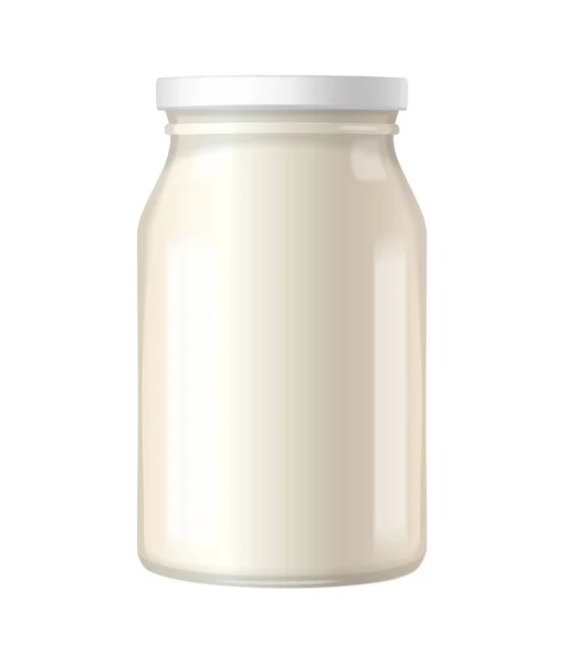 Ρεαλιστικό Γυάλινο Βάζο Γάλα Γαλακτοκομικά Προϊόντα Διανυσματική Απεικόνιση — Διανυσματικό Αρχείο