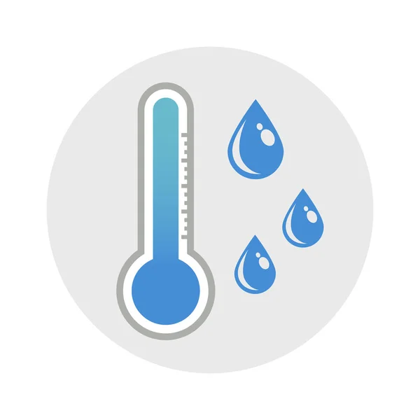 Icono Plano Temperatura Con Termómetro Gotas Agua Ilustración Vectorial — Vector de stock
