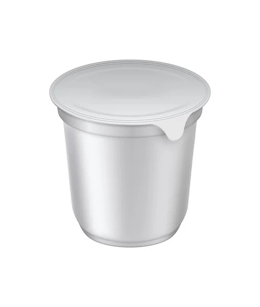 Leere Weiße Plastikjoghurtbecher Attrappe Realistische Vektorillustration — Stockvektor
