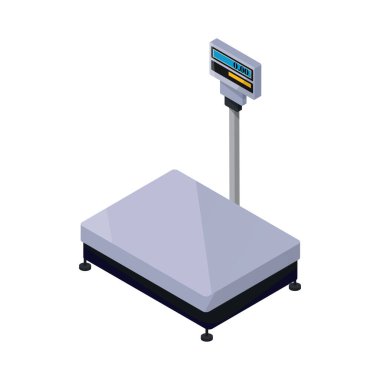 Isometric boş endüstriyel kargo ölçekleri 3 boyutlu vektör çizimi
