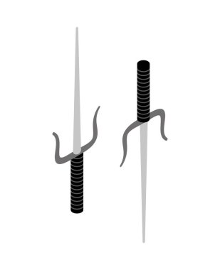 Japon ninja sais izometrik ikonu izole vektör çizimi