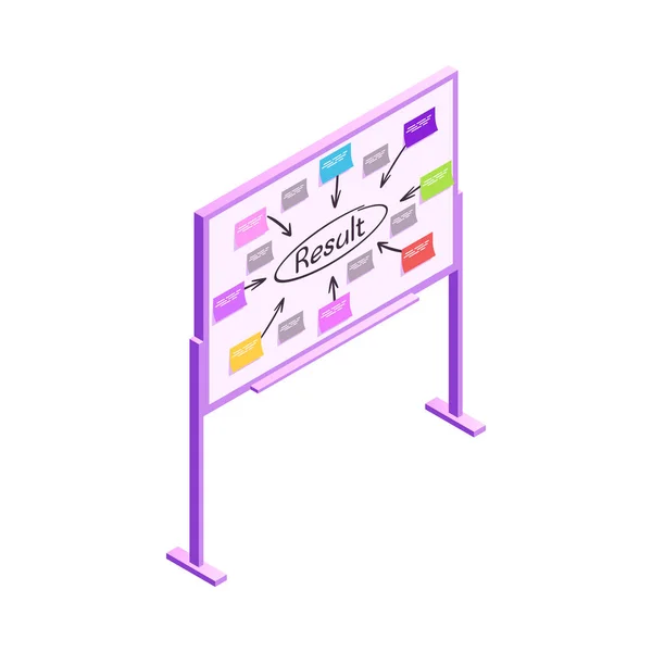 Marketing Strategy Isometric Conceptual Icon Stickers White Board Vector Illustration — Stock Vector