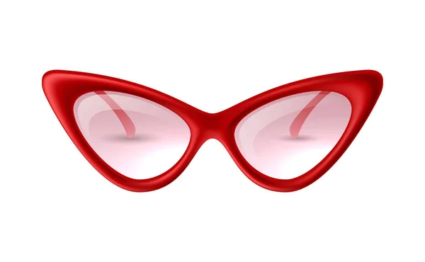 Καρναβάλι Κόμμα Μασκαράτα Κοστούμι Γυαλιά Σχήμα Γάτας Κόκκινα Πλαίσια Ρεαλιστική — Διανυσματικό Αρχείο