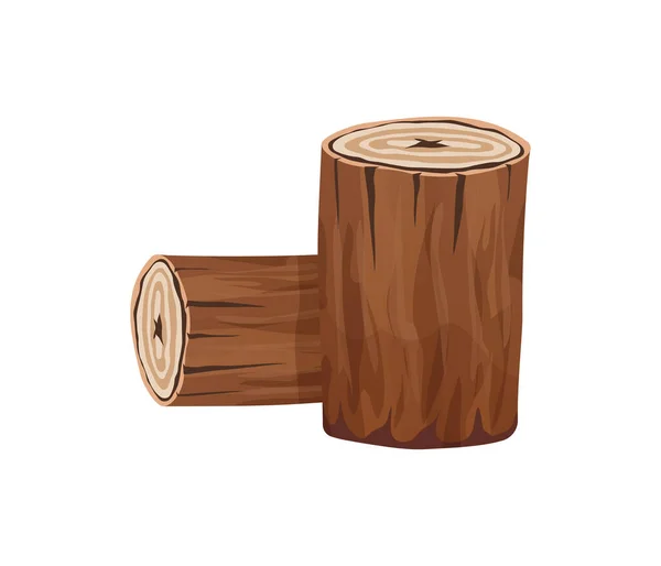 Firewood Επίπεδη Εικονίδιο Δύο Κορμούς Λευκό Φόντο Διανυσματική Απεικόνιση — Διανυσματικό Αρχείο