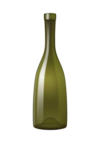 Realistic Empty Green Glass Wine Bottle Vector Illustration — Stock Vector