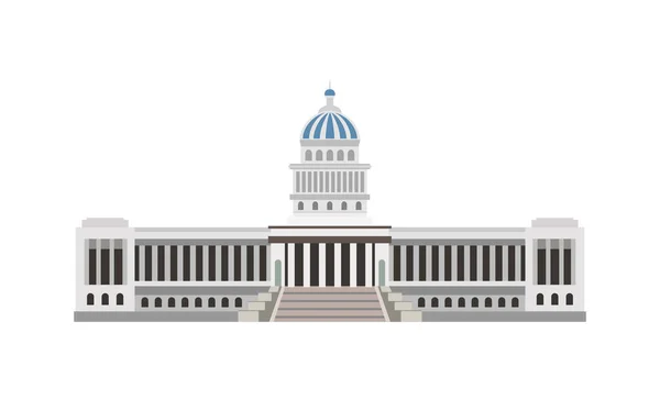 フラットスタイルのベクトル図でハバナ国立議事堂の正面図 — ストックベクタ