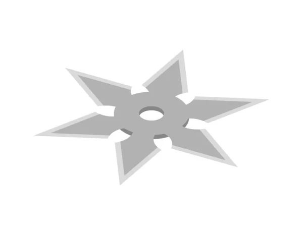 Isométrico Plata Estrella Ninja Shuriken Icono Vector Ilustración — Vector de stock