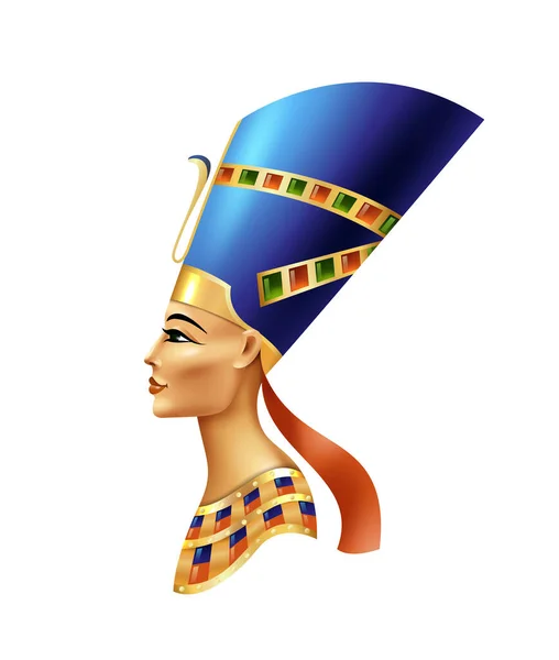 Cartoon Nefertiti Profile Portrait Vector Illustration — Stockový vektor