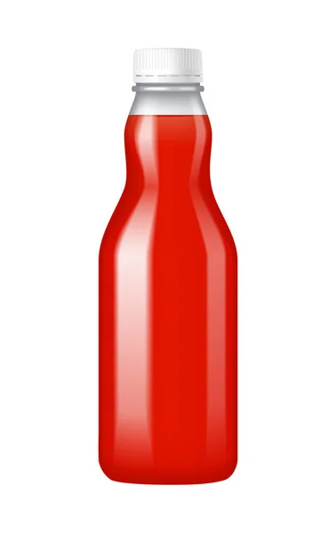 Realistisk Flaska Med Frukt Eller Tomatjuice Med Plast Lock Vektor — Stock vektor