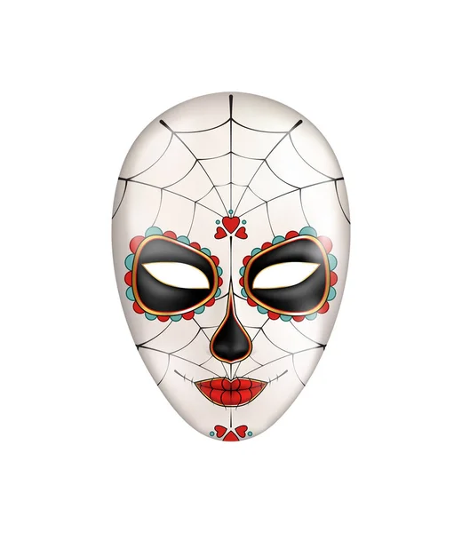 死んだ現実的なベクトルイラストの日を祝うための伝統的なカーニバルメキシコのマスク — ストックベクタ
