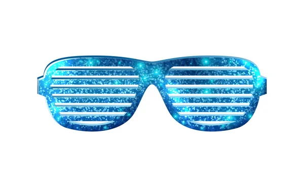 キラキラブルーパーティーカーニバルの休日のメガネ現実的なベクトルイラスト — ストックベクタ